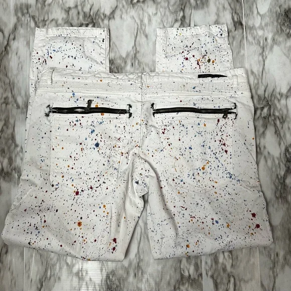 Rockstar Mens Sz 42 White Paint Splatter Denim Jeans Streetwear Distressed Urban - Picture 4 of 13